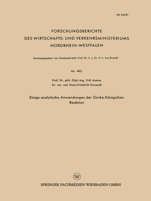 cover image of Einige analytische Anwendungen der Zincke-Königschen Reaktion